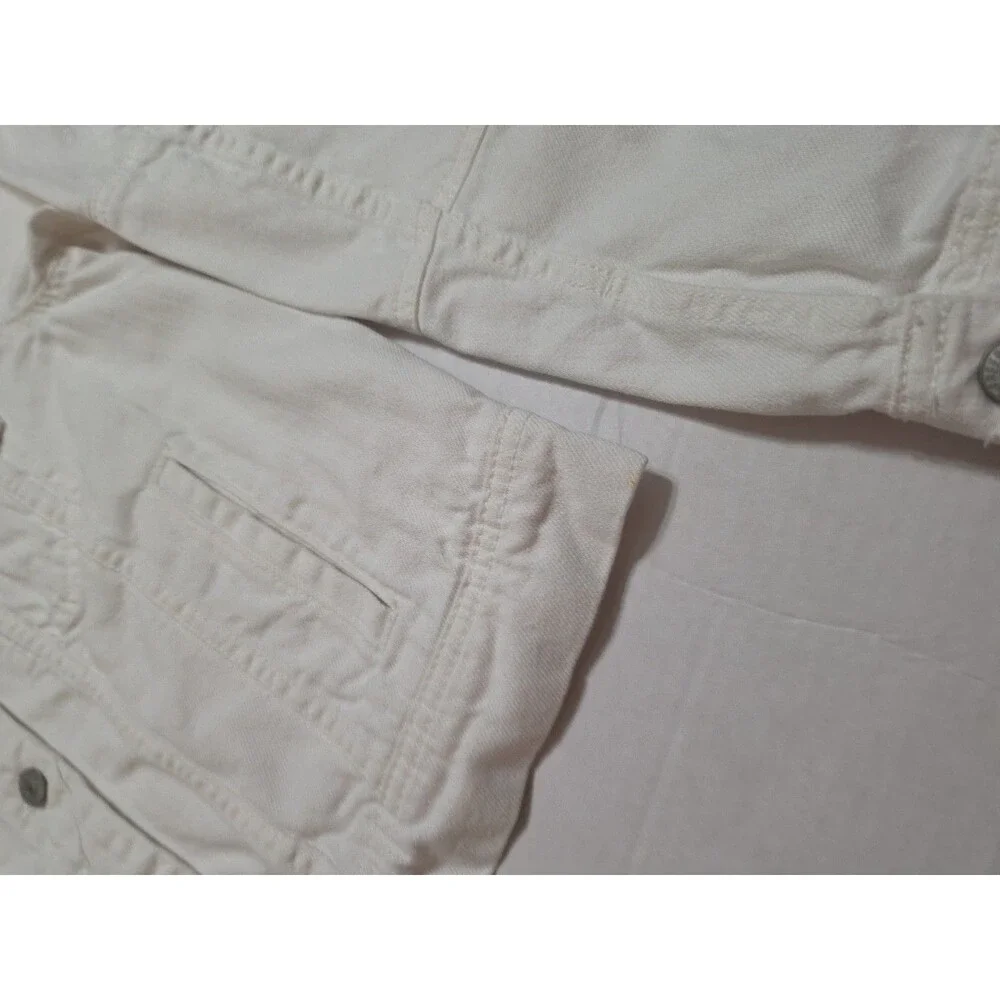 Free People Classic White Denim Trucker Jacket - Size Small - Picture 9 of 12
